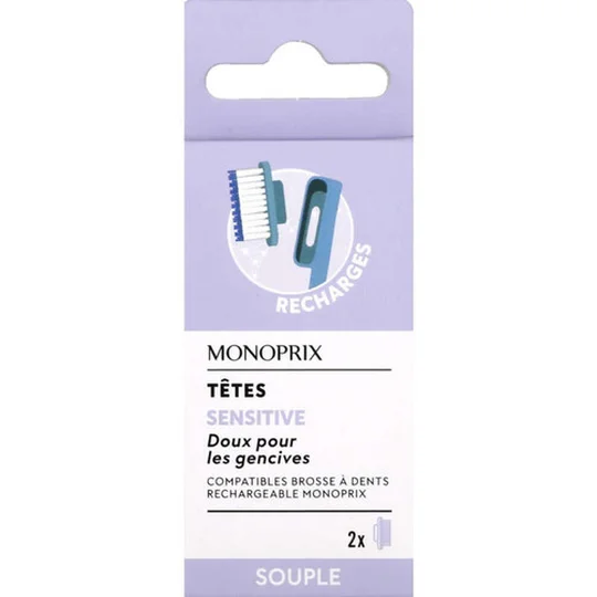 Recharges Tête Sensitive Brosse à Dents Souple x2