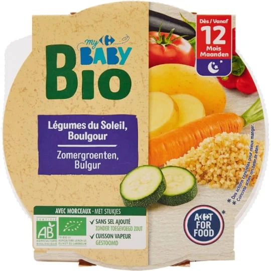 Plat bébé bio légumes boulgour, dès 12 mois