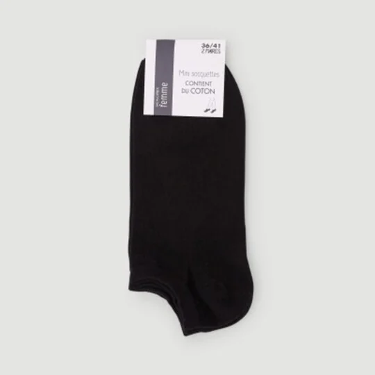 Monoprix Femme Socquettes Unies En Coton Noires TU
