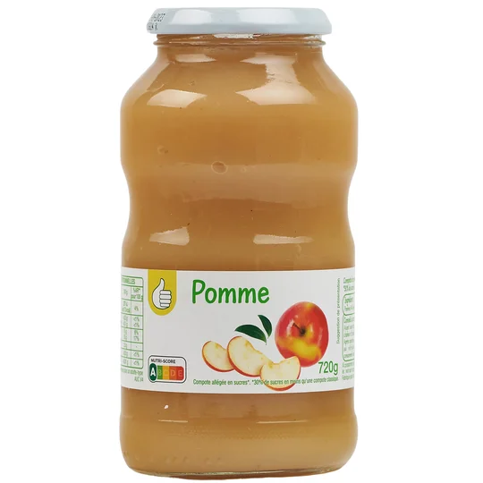 Compote de pomme allégée en sucres en bocal