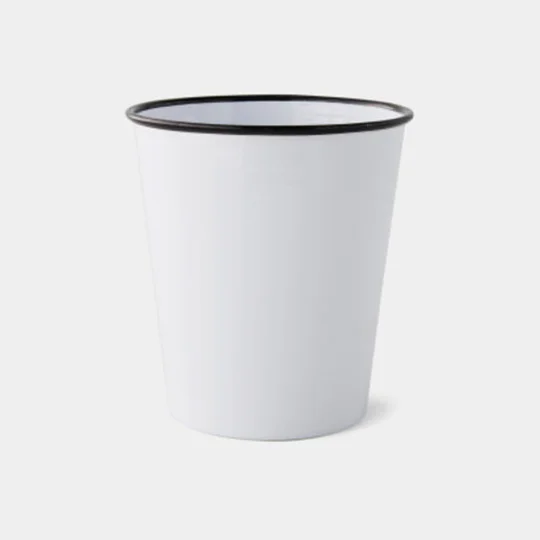 Maison Porte Brosse À Dents, Métal Émaillé, Blanc Avec Bord Noir