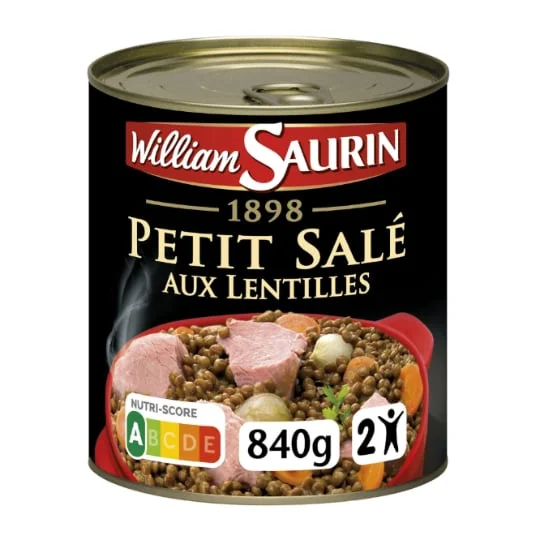Plat cuisiné petit salé aux lentilles