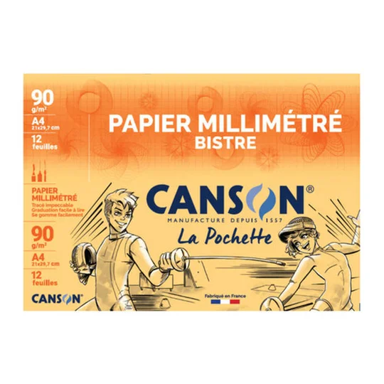 Papier Millimétré A4 90Gr/M², 12 Feuilles