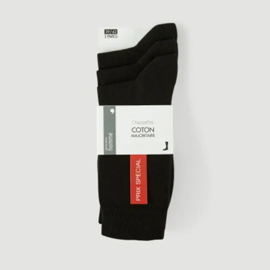 Lot De 3 Paires De Chaussettes En Jersey Noir T39/42