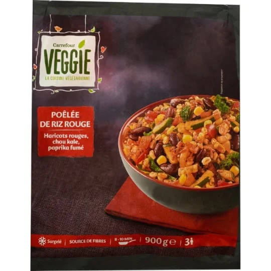 Légumes cuisinés poêlée riz rouge haricots