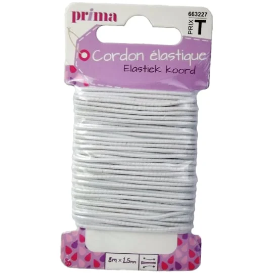 Elastique rond blanc 8m x 1,5mm