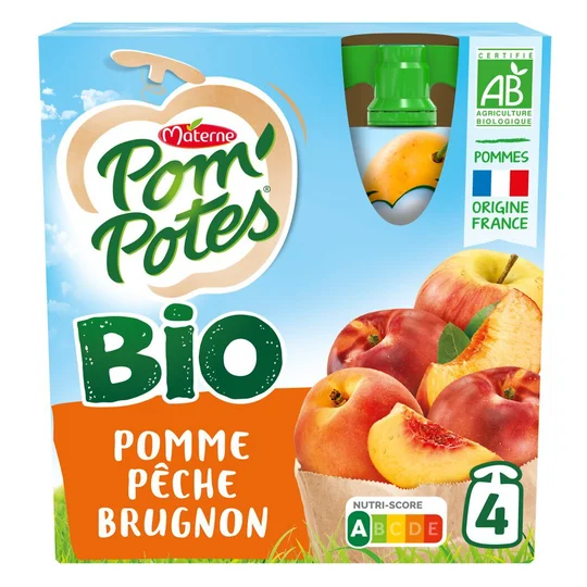 Compote Bio Pomme pêche brugnon