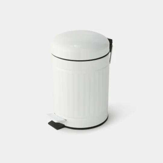 Maison Poubelle Ronde, À Pédale, 3L, Blanc Mat