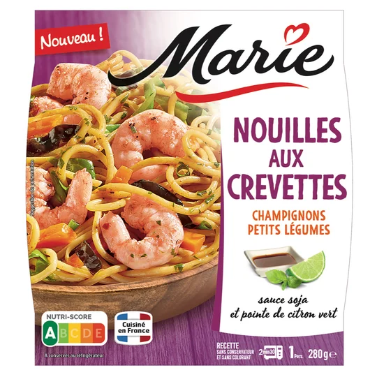 Nouilles aux crevettes champignons et légumes