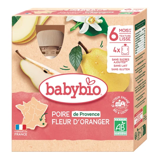 Gourde dessert poire et fleur d'oranger bio dès 6 mois