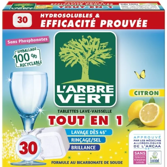 Tablette de Lave-Vaisselle Tout en 1 Hydrosolubles Parfum Citron