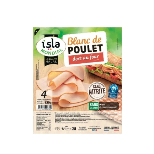 Blanc de poulet halal doré au four