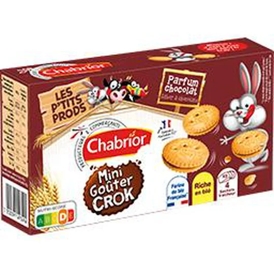 Biscuits Mini Goûter Crok fourrés ronds chocolat