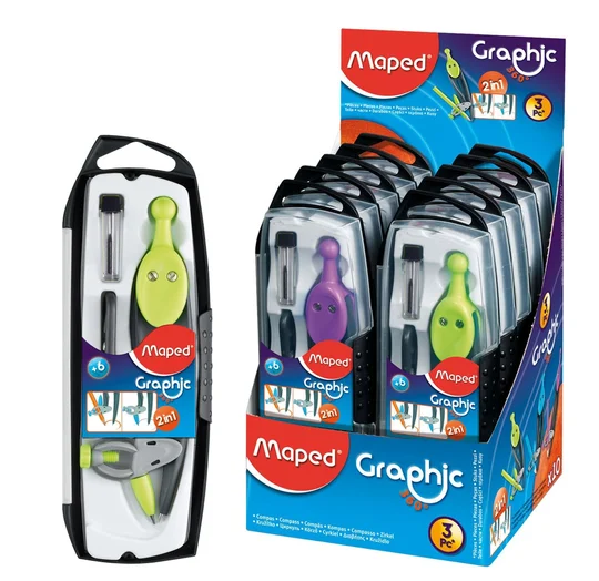 Coffret Compas grafic Bleu - 3p - Interchangeable