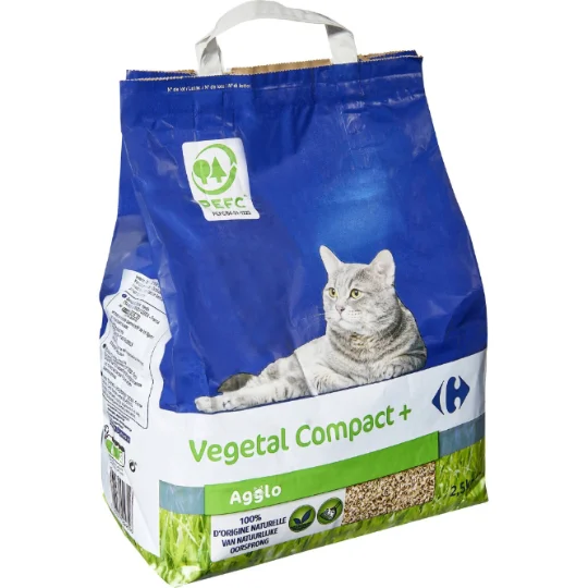 Litière pour chats vegetal compact