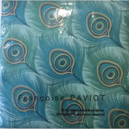 20 serviettes paon vert, 40x40cm