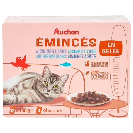 Sachets repas émincés en gelée aux poissons pour chat