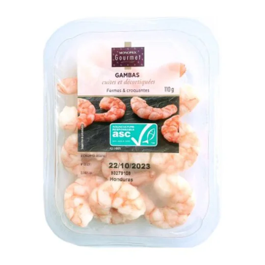 Gambas cuites et décortiquées