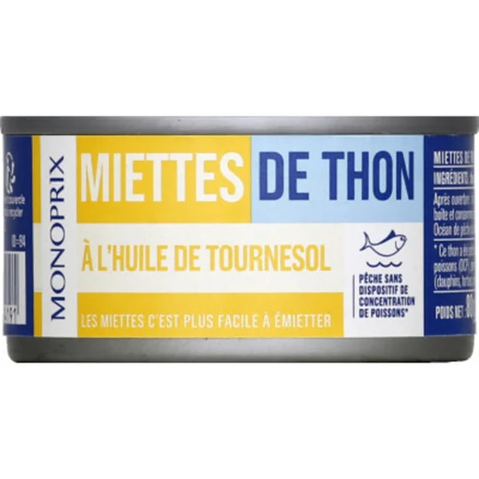 Miettes de thon à l'huile de tournesol