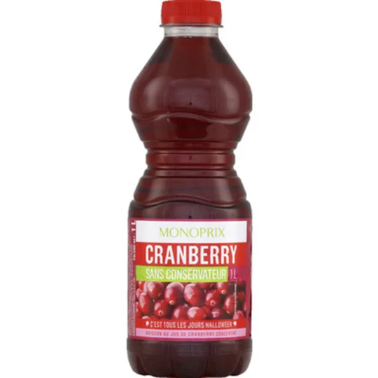 Jus de cranberry sans conversateur