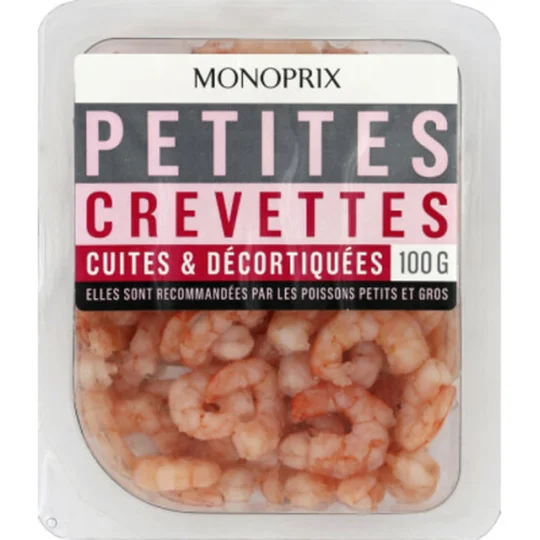 Petites crevettes cuites & décortiquées, pêche responsable et durable