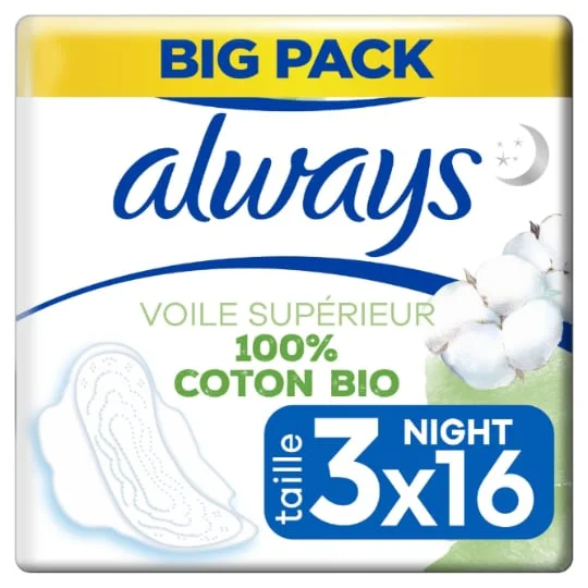 Serviettes hygiéniques Coton Night Big Pack