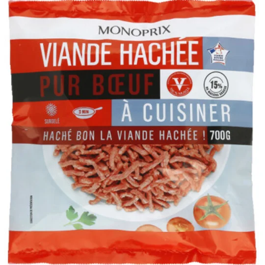 Viande hachée pur boeuf 15% MG