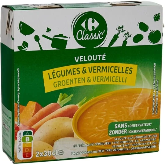 Soupe velouté légumes vermicelles