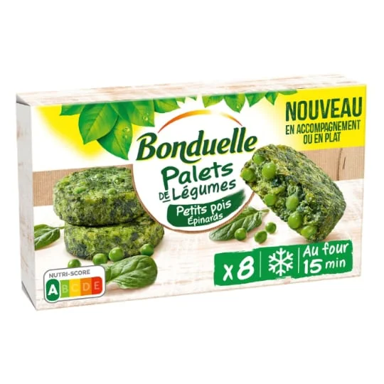 Palets de petits pois et épinards