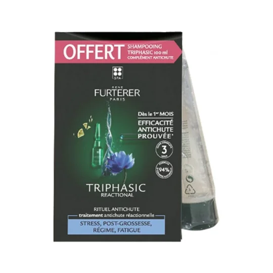 Triphasic Reactional Traitement Anti Chute 12 Ampoules Et Shampooing