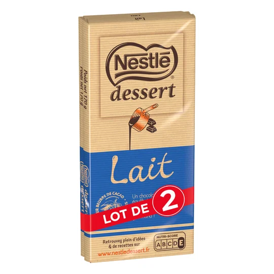 Tablette de chocolat au lait pâtissier