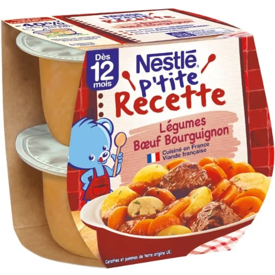 Plat bébé bébé dés 12 mois légumes boeuf bourguignon