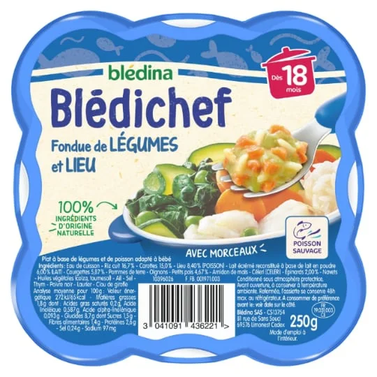 Repas bébé Fondue de légumes lieu - dès 18 mois