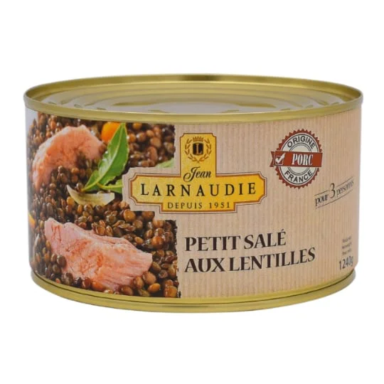 Plat cuisiné petit salé aux lentilles