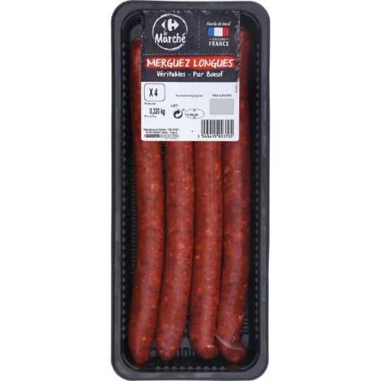 Merguez véritables longues pur boeuf