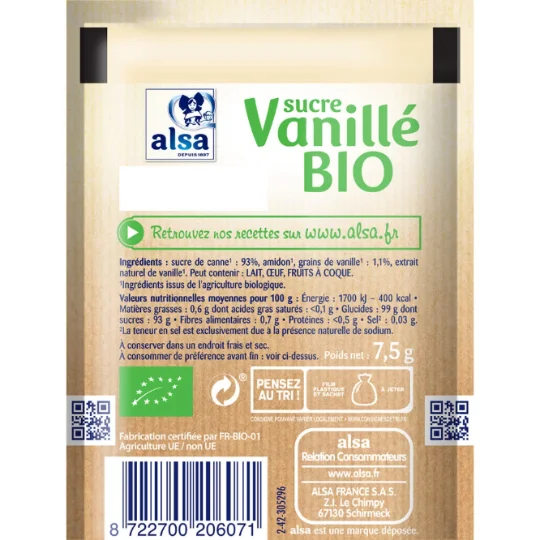 Sucre vanillé Bio