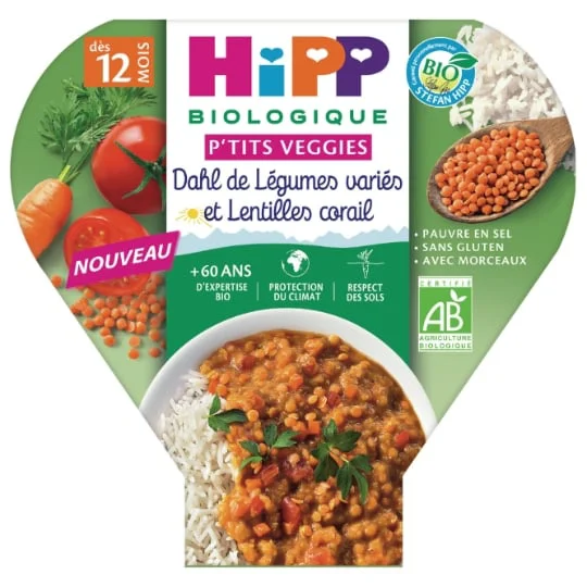 Plat bébé dès 12 mois dahl de légumes variés et lentilles corail Bio