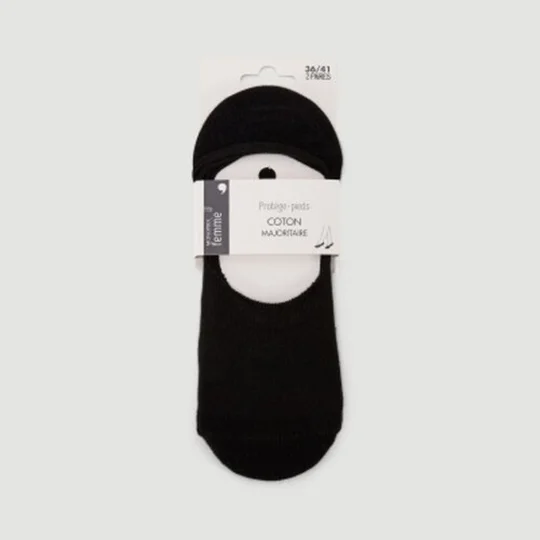 Monoprix Femme Protège-Pieds En Coton Noirs TU