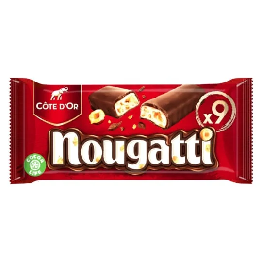 Barres chocolatées au chocolat au lait et nougat
