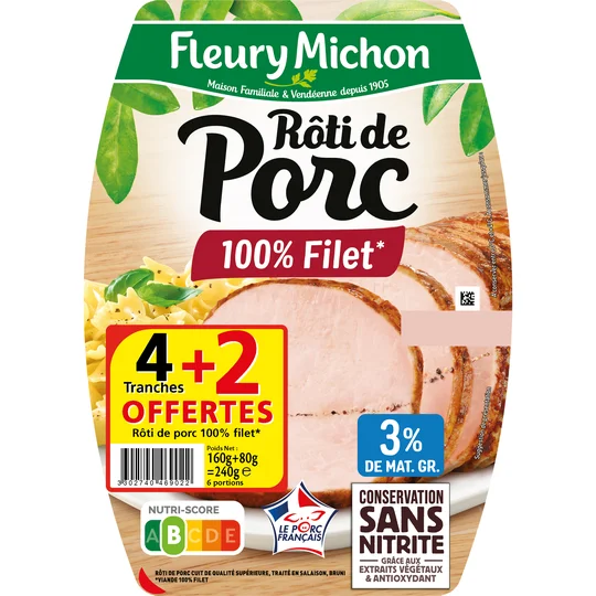 Rôti de porc cuit en tranches