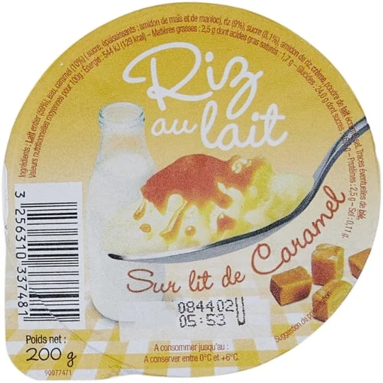 Dessert riz au lait caramel