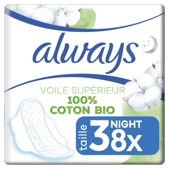 Serviette Hygiénique Avec Ailettes Cotton Protection Nuit Taille 3