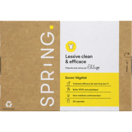Lessive boite 20 capsules savon végétal spring