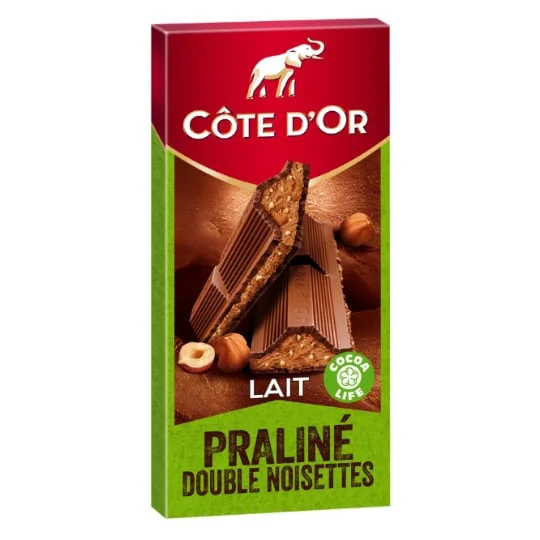 Chocolat au lait fourré praliné double noisettes