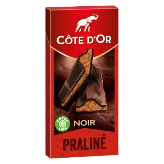 Chocolat noir fourré praliné