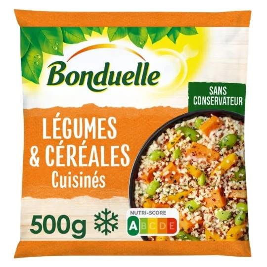 Légumes et céréales patates douces, edamames, butternut et boulgour
