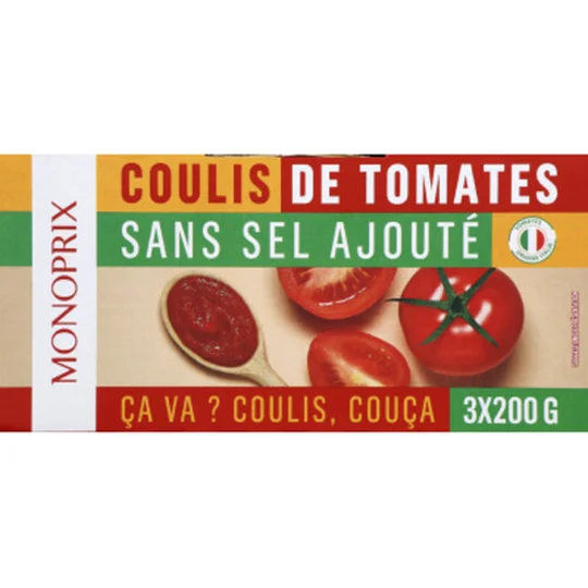 Coulis de Tomates Sans Sel Ajouté