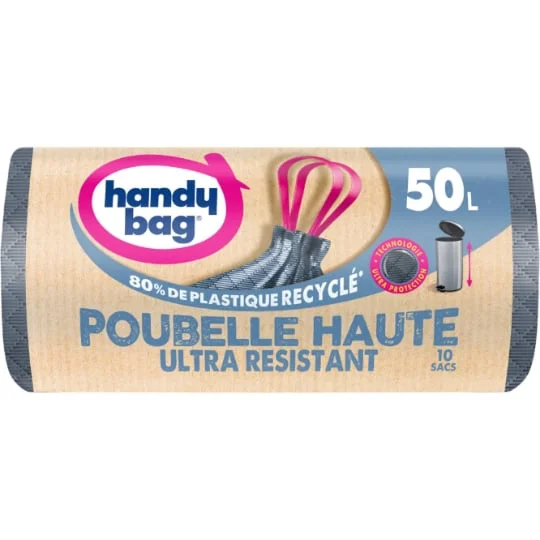 Sac poubelle haute à poignées coulissantes 50L
