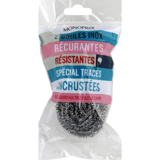 Boules inox récurantes résistantes spécial traces incrustées
