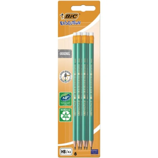 Crayon à papier Evolution HB - Gomme x6